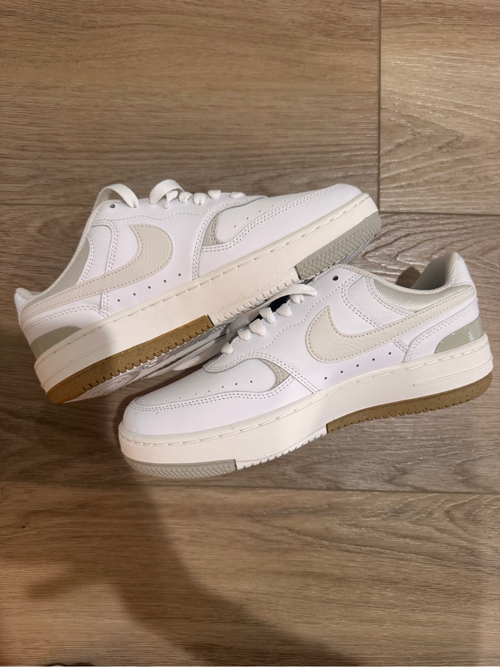 Nike Gamma Force White Low-Top Sneakers with Cream and Tan Accents